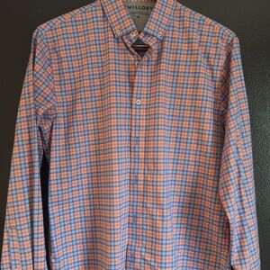 Willory Men's Casual Plaid Button Down Shirt - Blue and Orange
